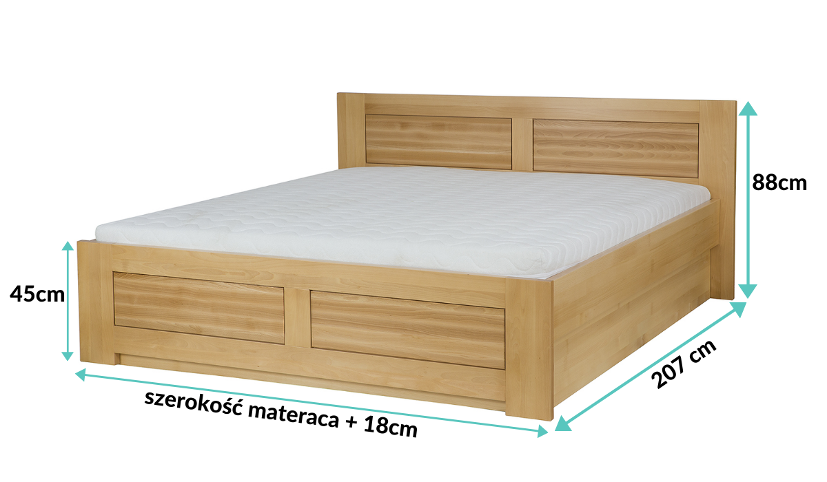 wymiary łóżka bukowego LK112 Box